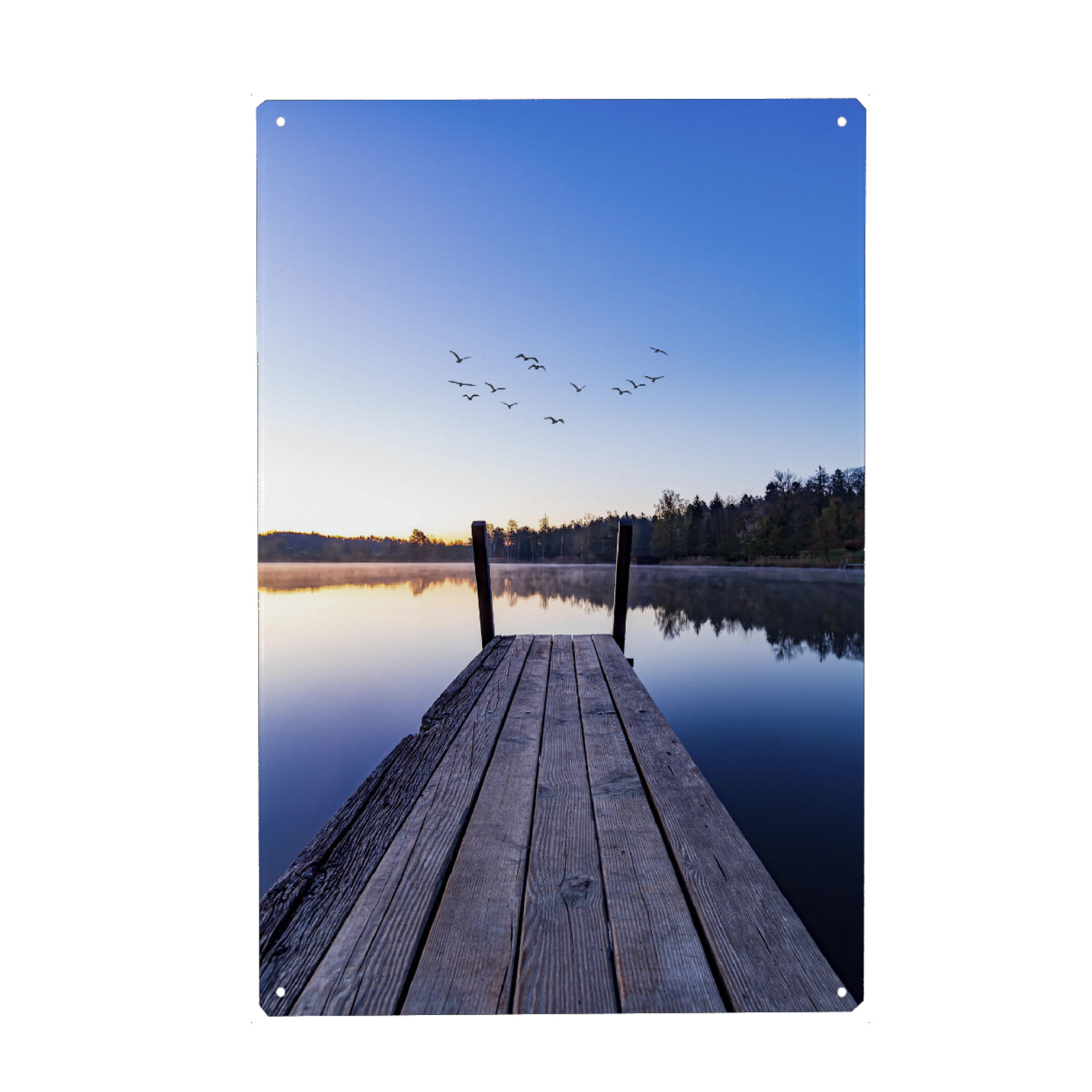 Holzbild "Sonnenaufgang mit Steg" artboxONE - Natur,Reise