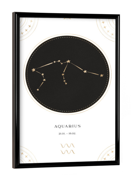 Poster mit schwarzem Rahmen "Sternzeichen Aquarius" artboxONE - Abstrakt,Galaxy