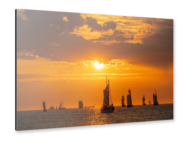 Alu-Dibond "Windjammer im Sonnenuntergang" 30x20 cm artboxONE
