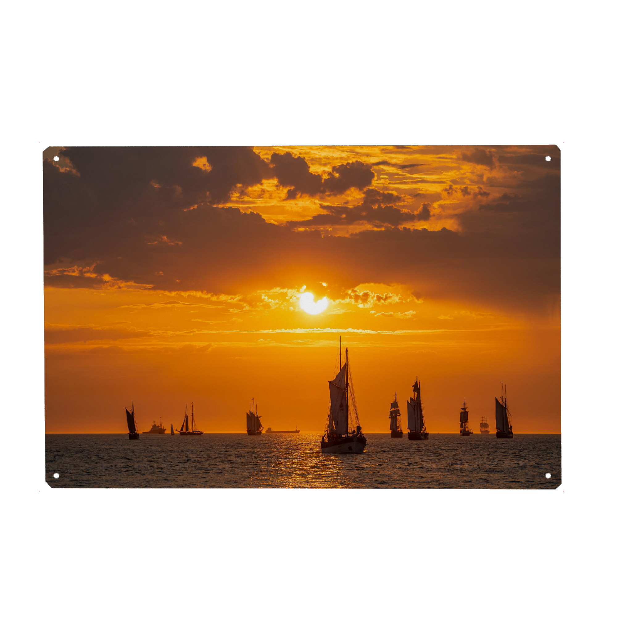 Metall Poster "Windjammer im Sonnenuntergang" artboxONE - Natur,Reise,Reise / Strand und Meer