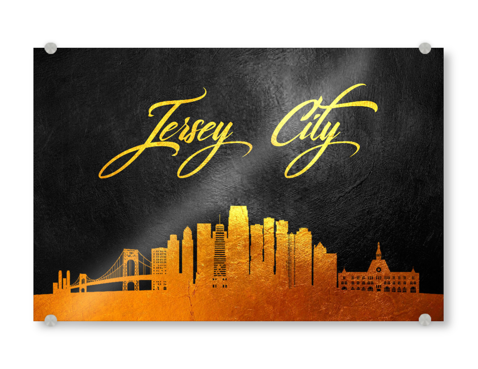 Acrylglasbild "Jersey City New Jersey Gold" artboxONE - Städte - Jersey city,New jersey,Gold,Skyline,City,Stadt