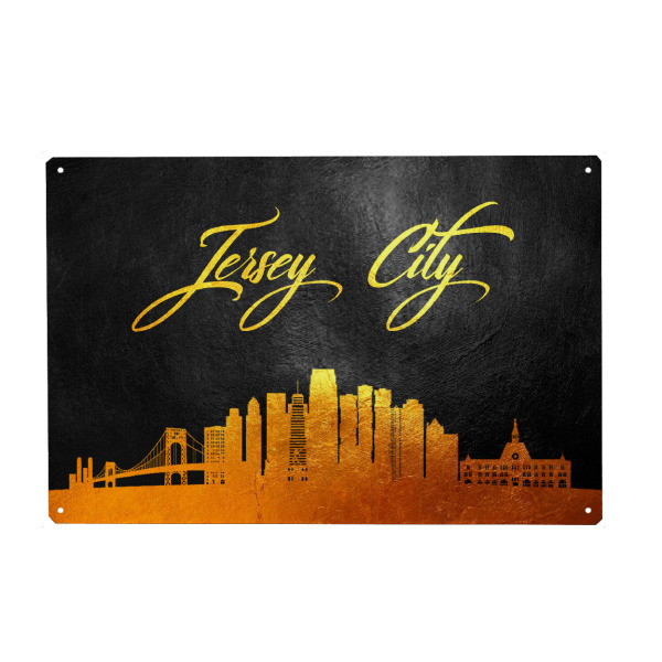 Metall Poster "Jersey City New Jersey Gold" artboxONE - Städte - Jersey city,New jersey,Gold,Skyline,City,Stadt - Blechschild