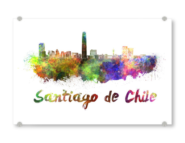 Acrylglasbild "SANTIAGO DE CHILE in watercolor-x" artboxONE - Städte,Abstrakt,Architektur
