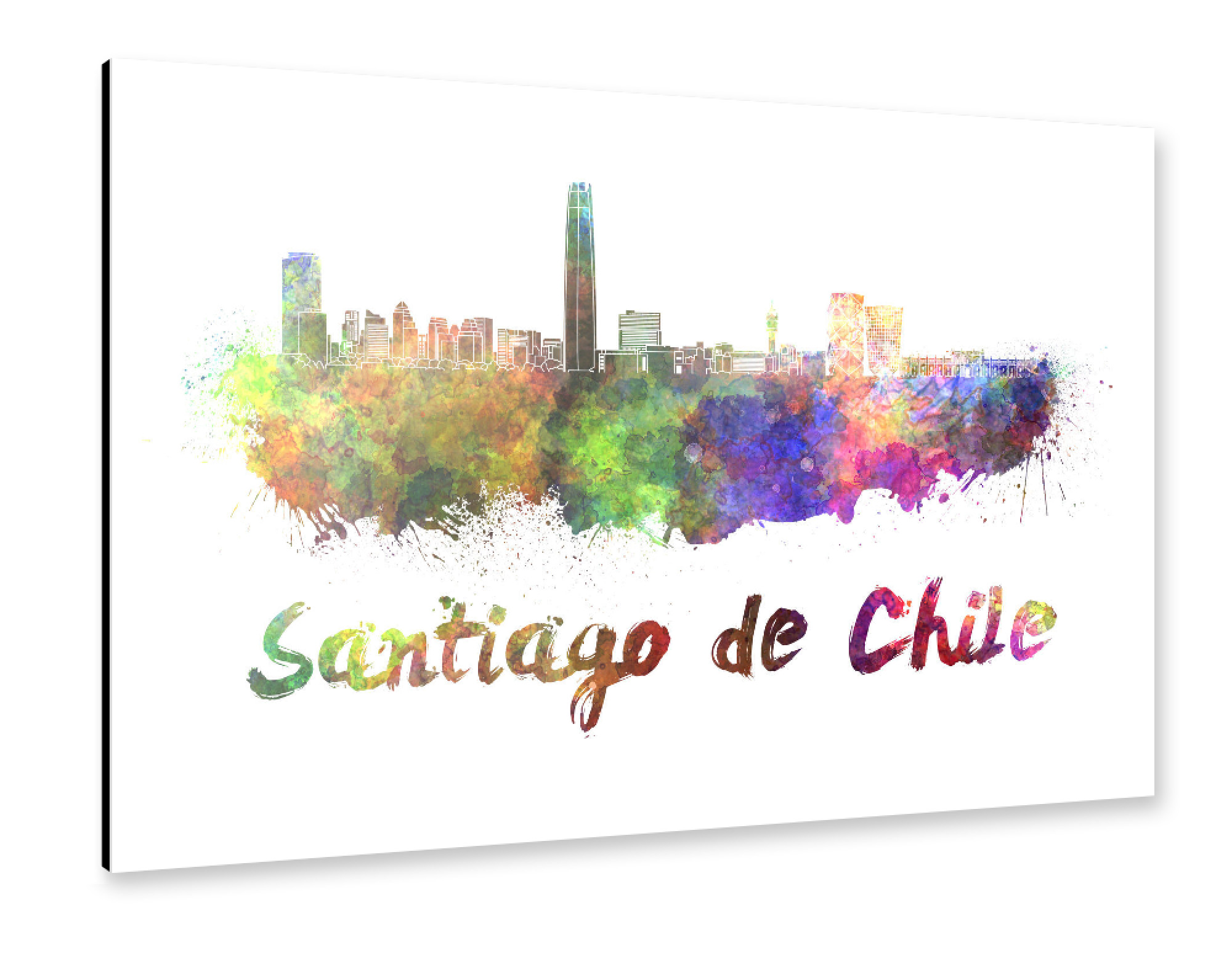 Alu-Dibond "SANTIAGO DE CHILE in watercolor-x" 75x50 cm artboxONE