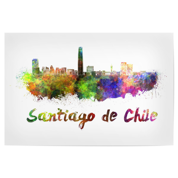 Poster 30x20 cm "SANTIAGO DE CHILE in watercolor-x" artboxONE - Städte,Abstrakt,Architektur