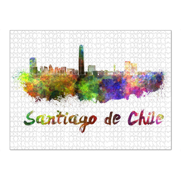 Puzzle Ravensburger "SANTIAGO DE CHILE in watercolor-x" artboxONE - Städte,Abstrakt,Architektur