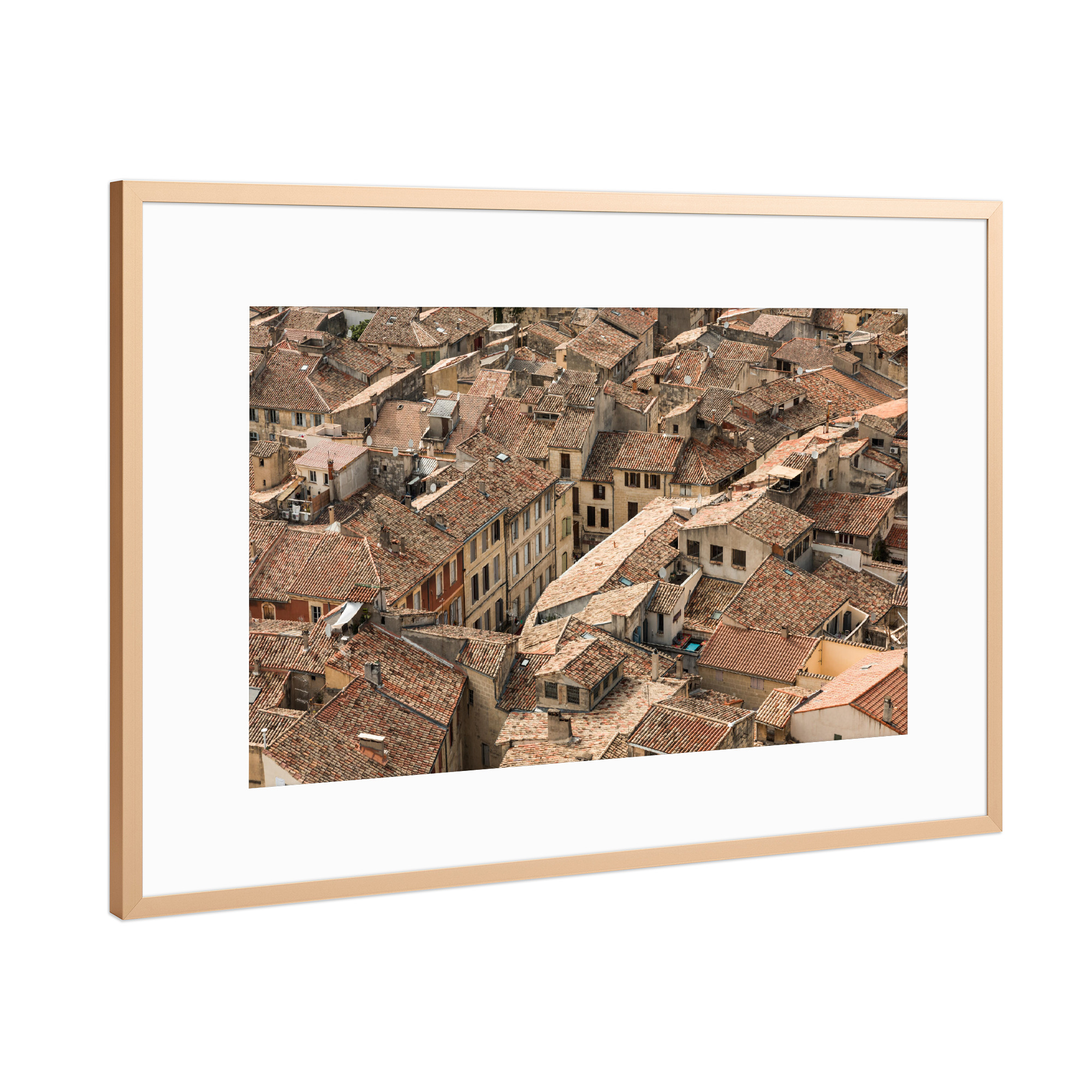 Poster mit Rahmen Kupfer "Roofs of Sommieres" artboxONE - Architektur
