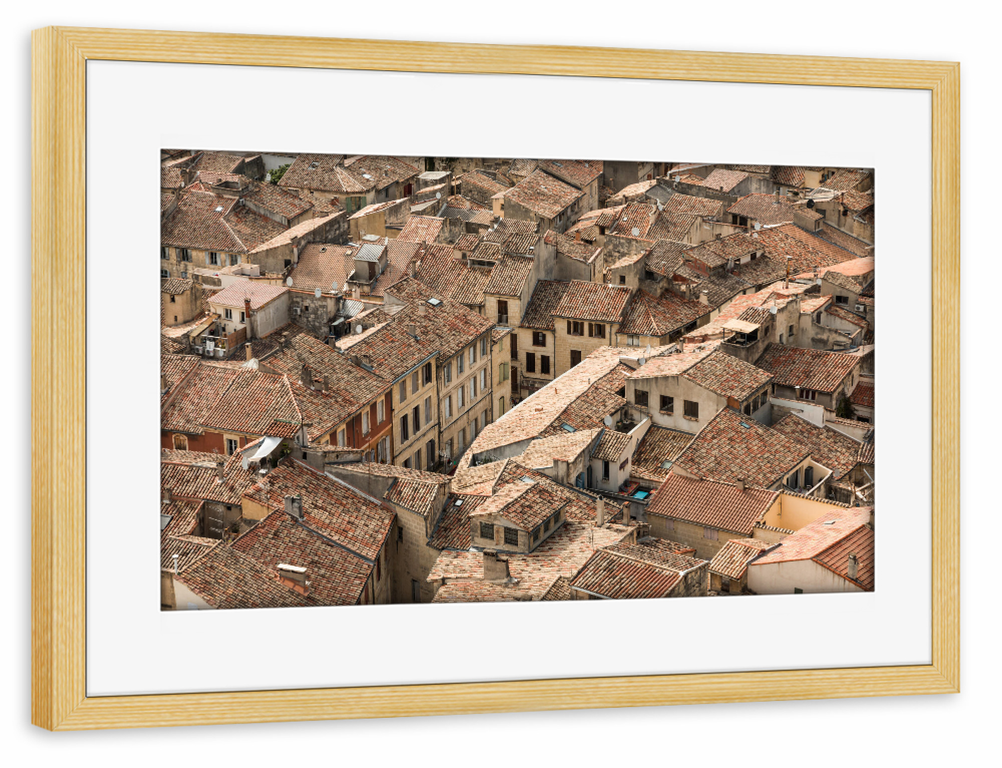 Poster mit Rahmen kiefer "Roofs of Sommieres" artboxONE - Architektur
