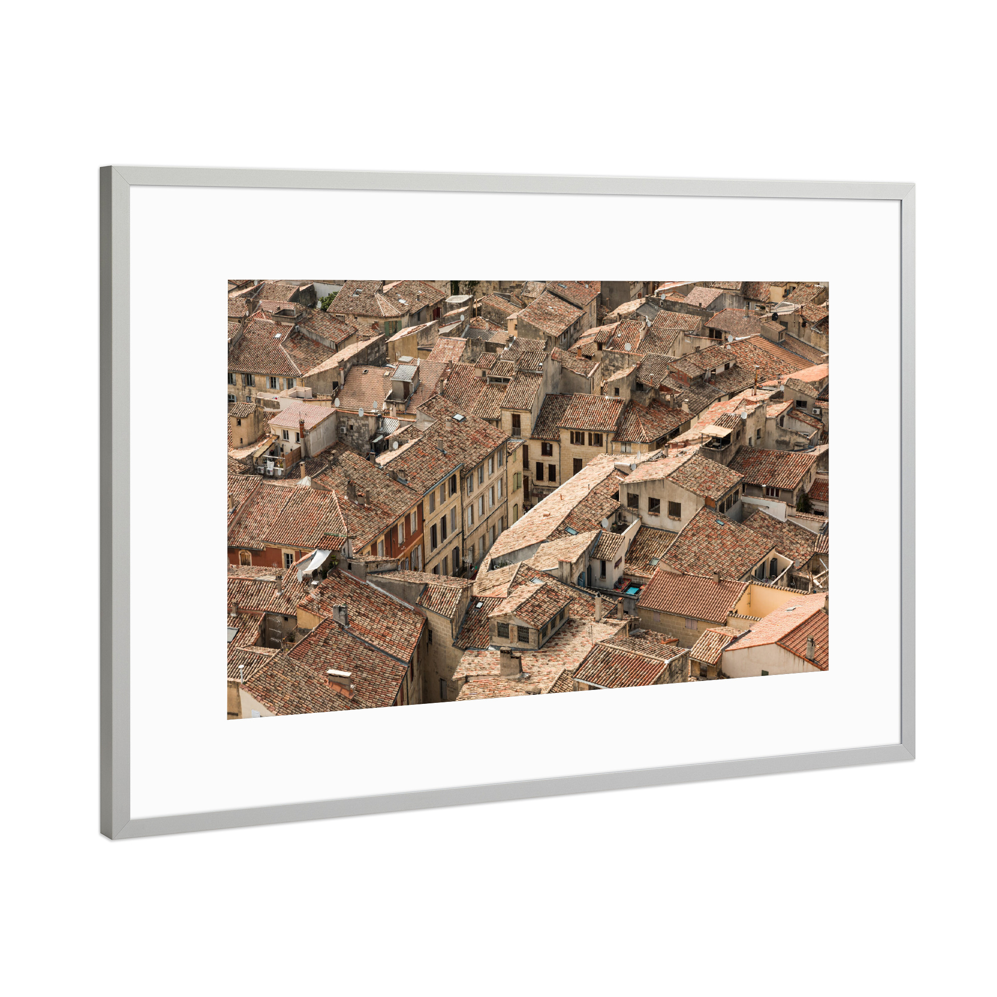 Poster mit Rahmen Silber "Roofs of Sommieres" artboxONE - Architektur
