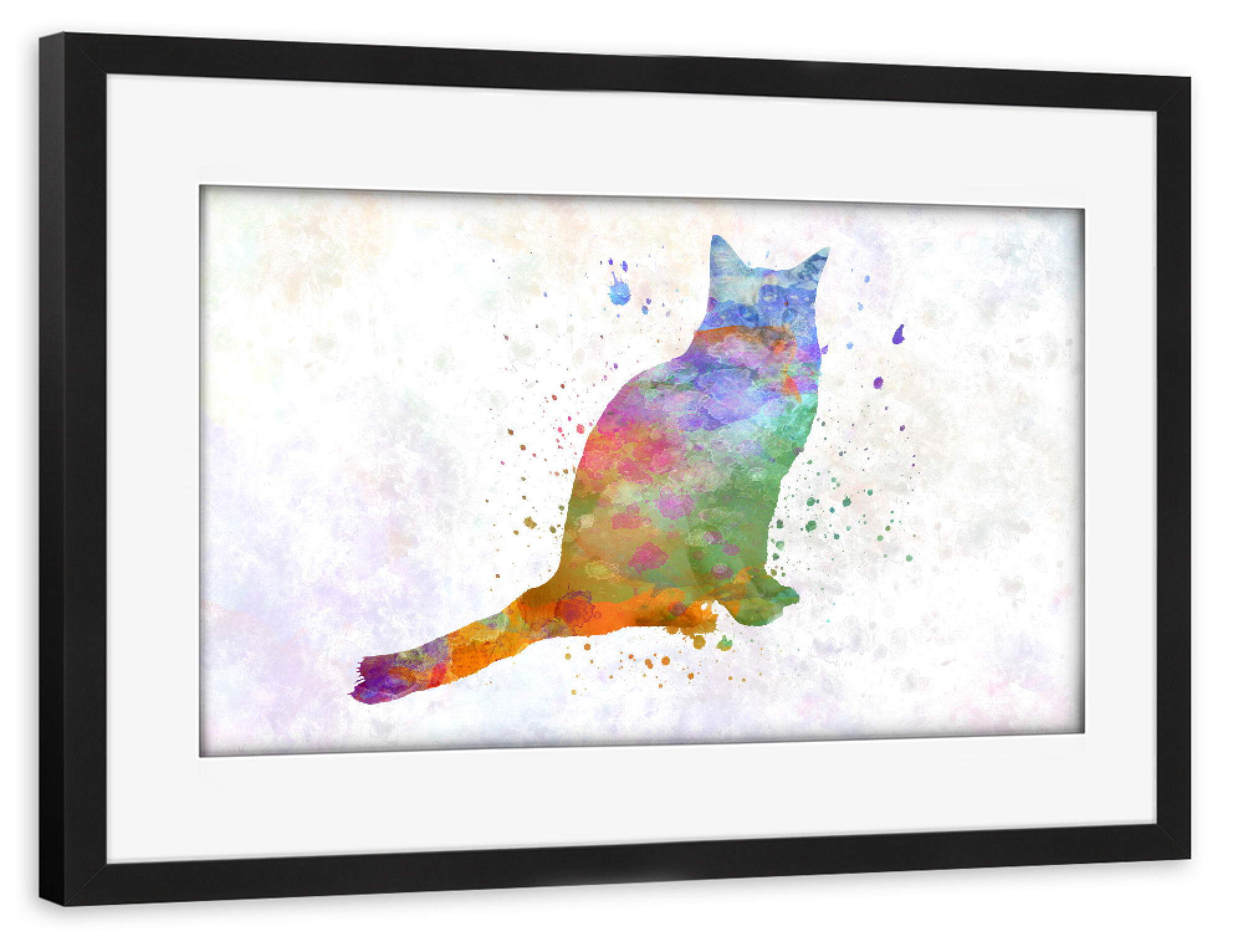 Poster mit Rahmen schwarz "Balinese cat in watercolor" artboxONE - Tiere,Abstrakt
