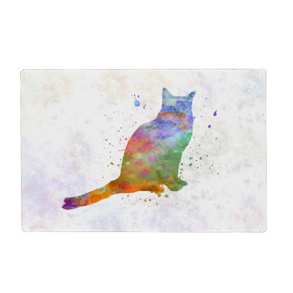 Metall Poster "Balinese cat in watercolor" artboxONE - Tiere,Abstrakt