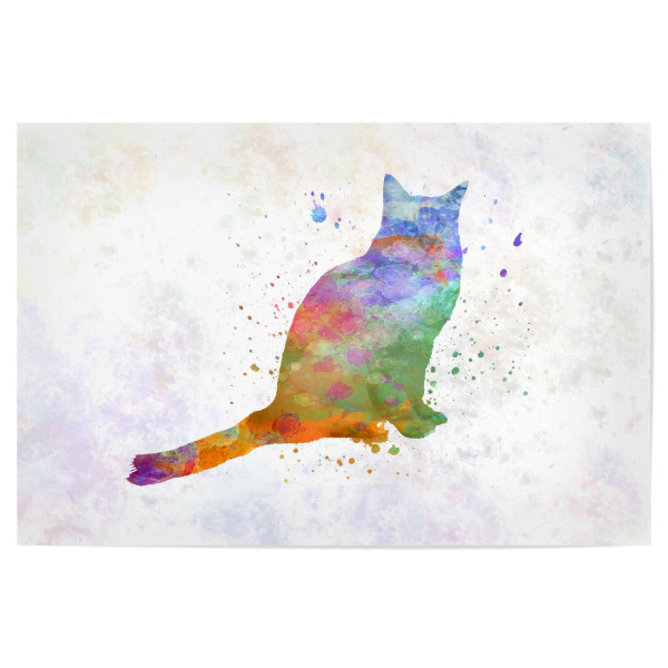 Poster "Balinese cat in watercolor" artboxONE - Tiere,Abstrakt - Cat,Pet,Feline,Animal,Watercolor,Drawing,Children's decoration,Decoration,Bunt,Katze