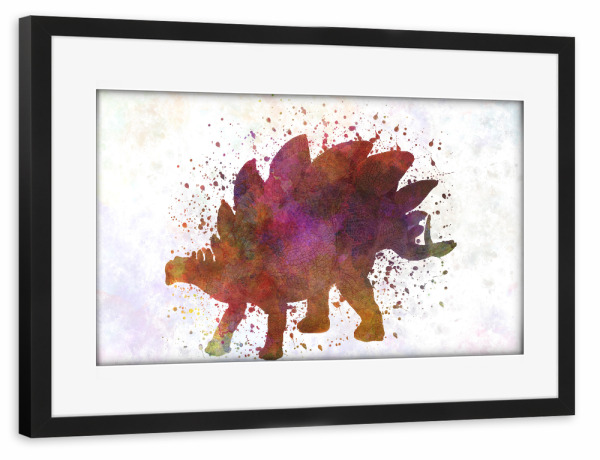 Poster mit Rahmen schwarz "Stegosaurus in watercolor" artboxONE - Tiere,Abstrakt