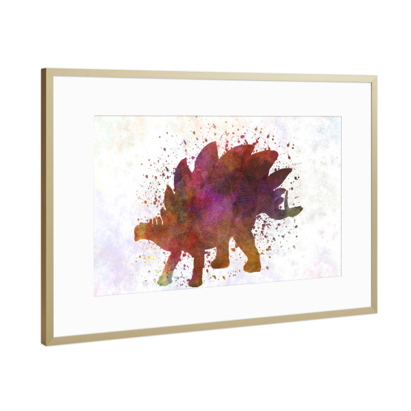 Poster mit Rahmen Gold "Stegosaurus in watercolor" artboxONE - Tiere,Abstrakt