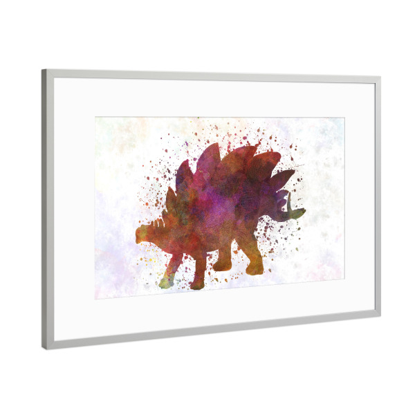 Poster mit Rahmen Silber "Stegosaurus in watercolor" artboxONE - Tiere,Abstrakt