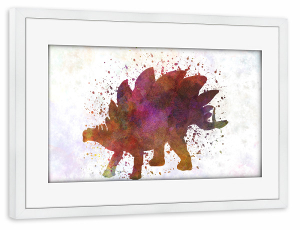 Poster mit Rahmen weiß "Stegosaurus in watercolor" artboxONE - Tiere,Abstrakt