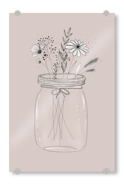 Acrylglasbild "Flowerglass" artboxONE - Floral - Flowerglass,Blumen,Floral,Blumenvase,Flowers,Illustration,Doodle