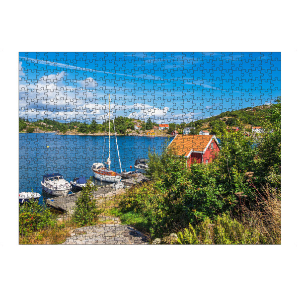 Puzzle Ravensburger "Boot und Haus in Farestad" artboxONE - Natur,Reise,Architektur,Reise / Strand und Meer,Reise / Länder