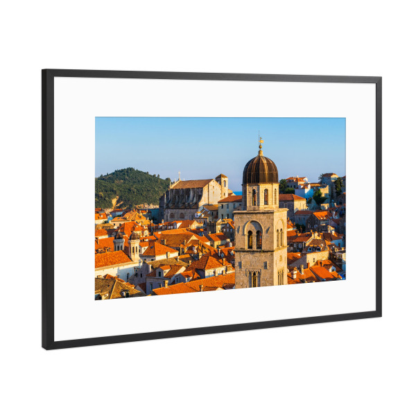 Poster mit Rahmen Schwarz (Metallic) "Panorama of Dubrovnik, Croatia" artboxONE - Städte