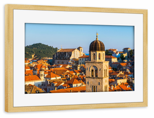 Poster mit Rahmen kiefer "Panorama of Dubrovnik, Croatia" artboxONE - Städte