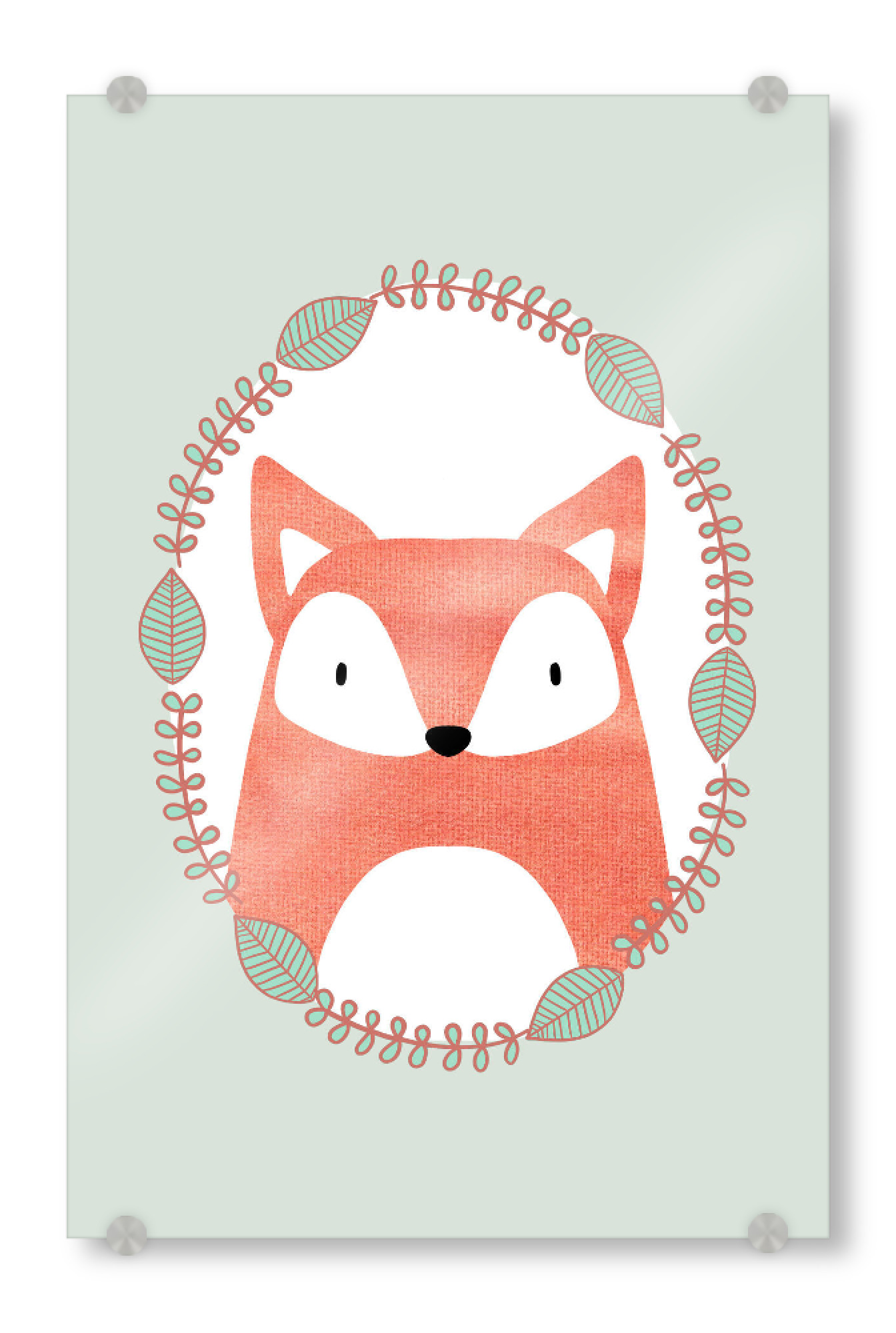 Acrylglasbild "Kleiner Fuchs mit Kranz" artboxONE - Natur,Für Kinder,Tiere,Comic