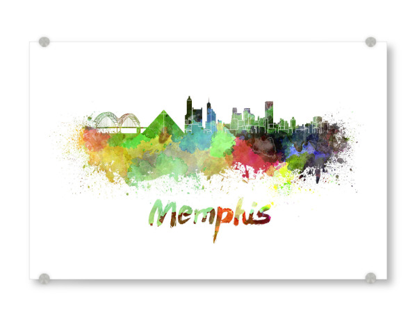 Acrylglasbild "MEMPHIS skyline in watercolor-b" artboxONE - Städte,Abstrakt,Architektur