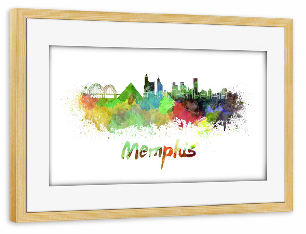 Poster mit Rahmen kiefer "MEMPHIS skyline in watercolor-b" artboxONE - Städte,Abstrakt,Architektur