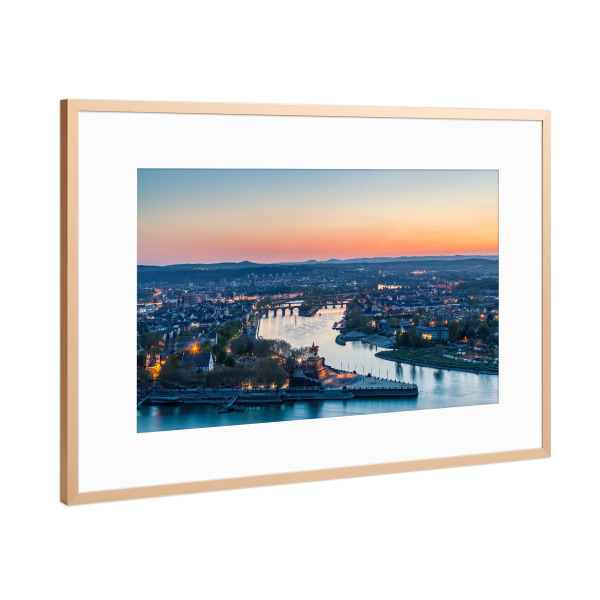Poster mit Rahmen Kupfer "Koblenz at Sunset" artboxONE - Städte