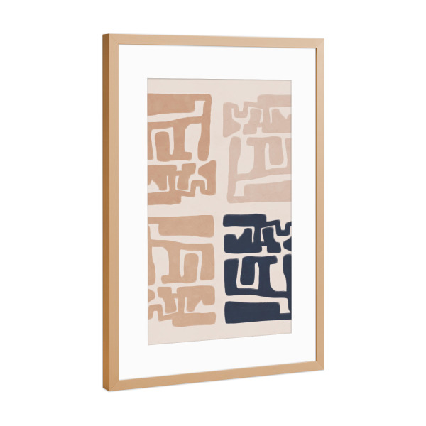 Poster mit Rahmen Kupfer "Blue Art" artboxONE - Abstrakt,Geometrie - Abstract,Geometric,Flower,Leaf,Shape,Modern,New,Geometrie,Formen,Shapes,Abstrakt