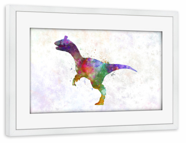 Poster mit Rahmen weiß "Cryolophosaurus in watercolor" artboxONE - Tiere,Abstrakt