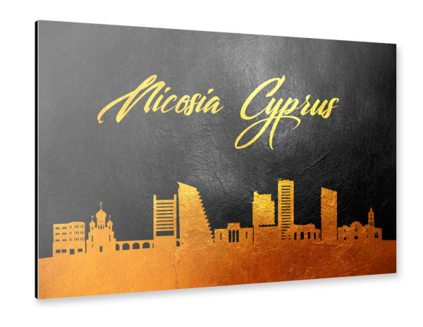 Alu-Dibond "Nicosia France Gold Skyline" 30x20 cm artboxONE
