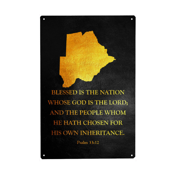 Metall Poster "Botswana Bible Verse Gold Map" artboxONE - Reise / Länder - Botswana,Gold,Map,Karte - Blechschild