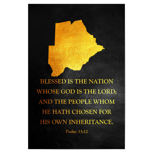 Poster 30x20 cm "Botswana Bible Verse Gold Map" artboxONE - Reise / Länder - Botswana,Gold,Map,Karte