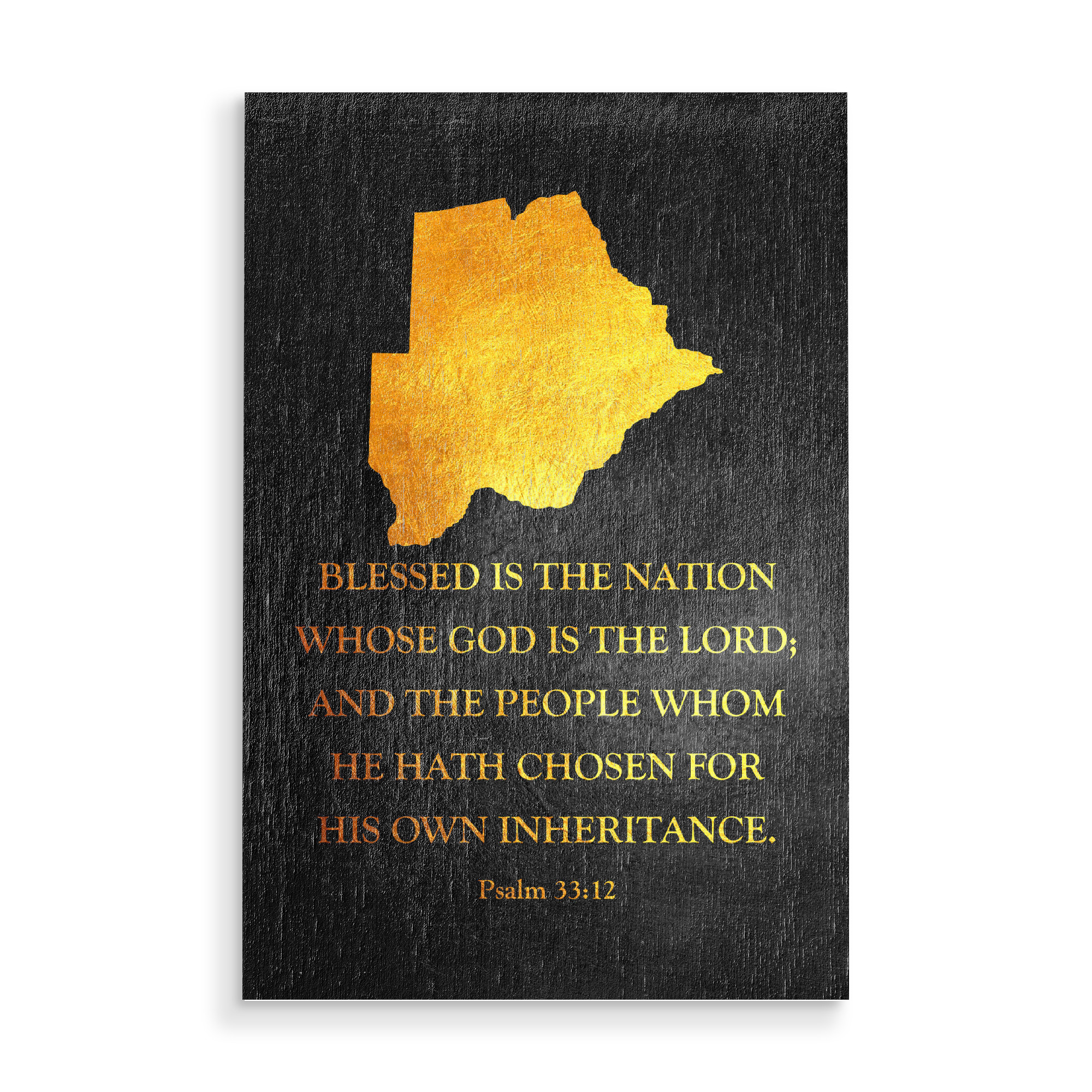Holzbild "Botswana Bible Verse Gold Map" artboxONE - Reise / Länder - Botswana,Gold,Map,Karte