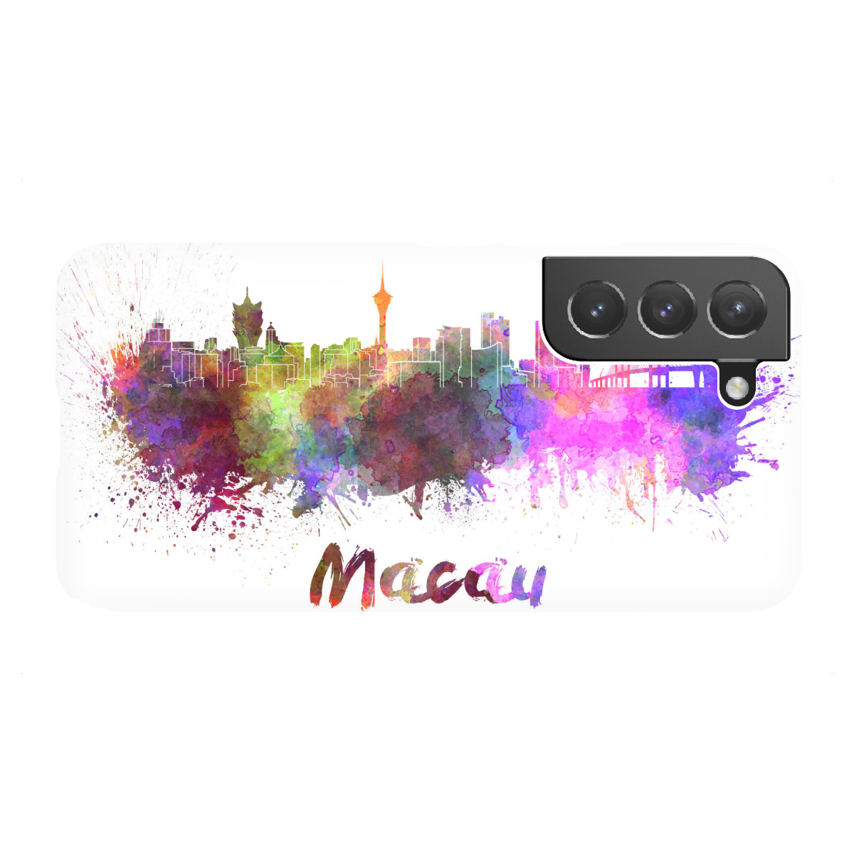 "MACAU skyline in watercolor-b"für Samsung Galaxy - Premium-Case Handyhülle artboxONE