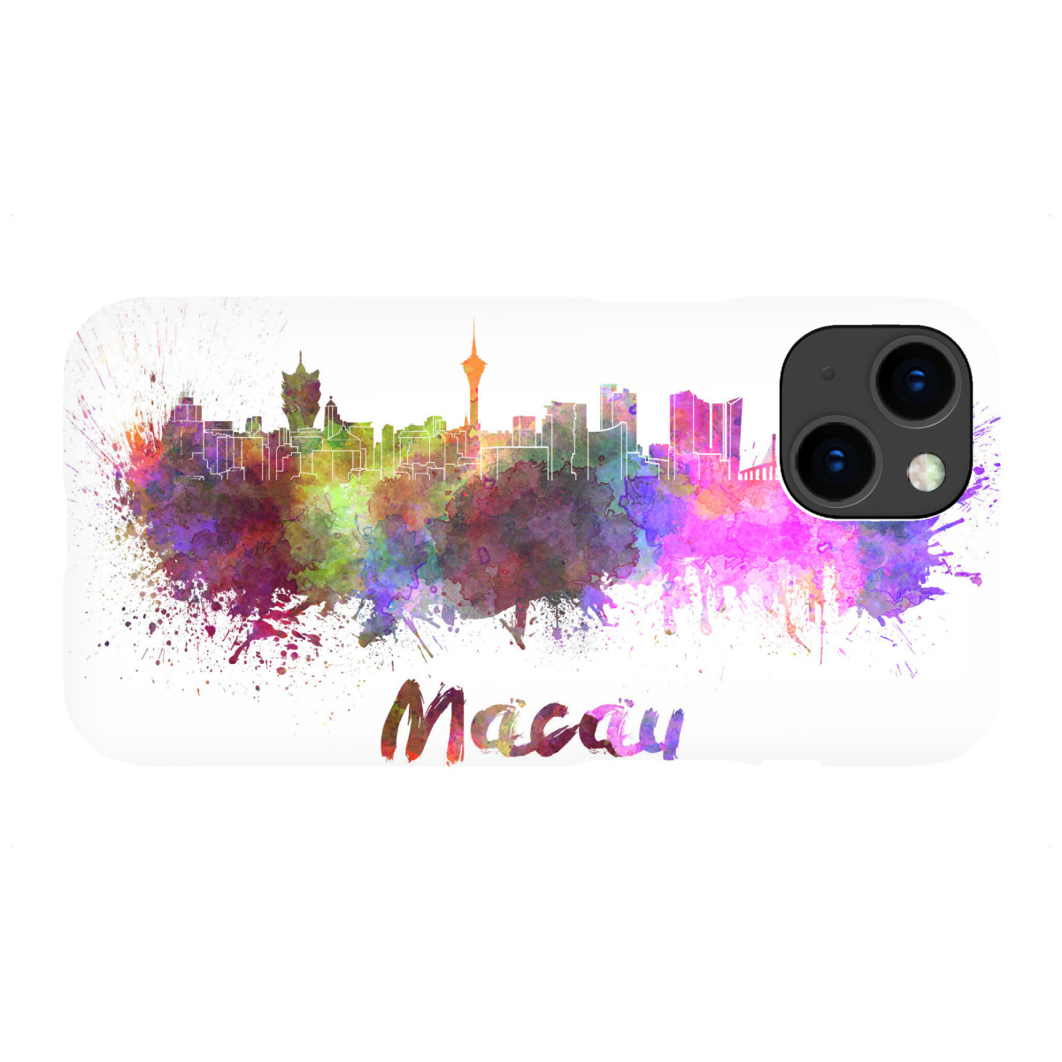 "MACAU skyline in watercolor-b"für iPhone - Premium-Case Handyhülle artboxONE
