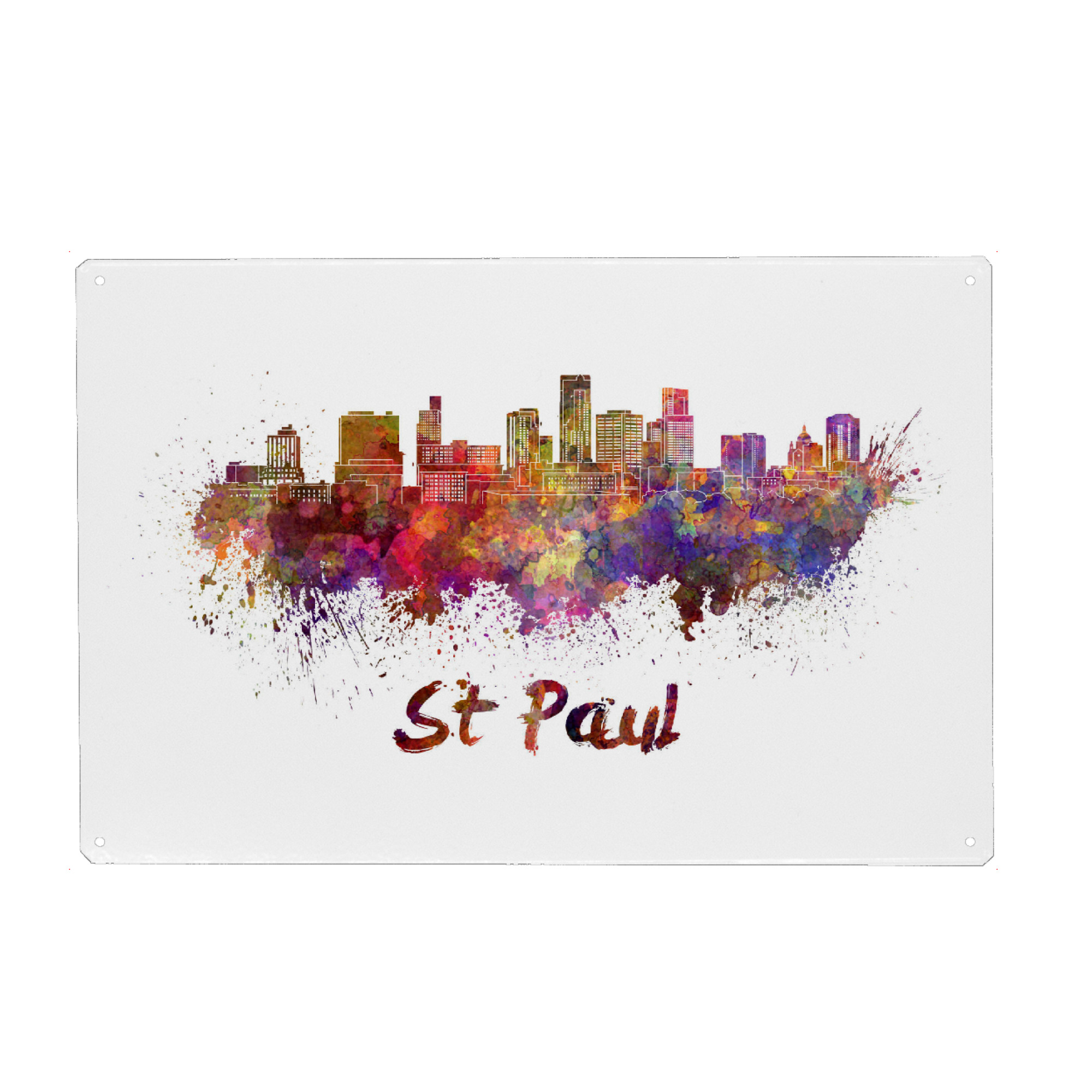 Metall Poster "ST PAUL skyline in watercolor" artboxONE - Städte,Abstrakt,Architektur