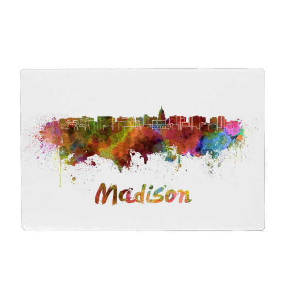 Metall Poster "MADISON skyline in watercolor-b" artboxONE - Städte,Abstrakt,Architektur