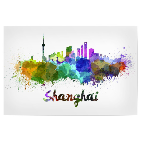 Poster 30x20 cm "SHANGHAI skyline in watercolor-x" artboxONE - Städte,Abstrakt,Architektur - Skyline,City,Colorful,Bunt,Stadt