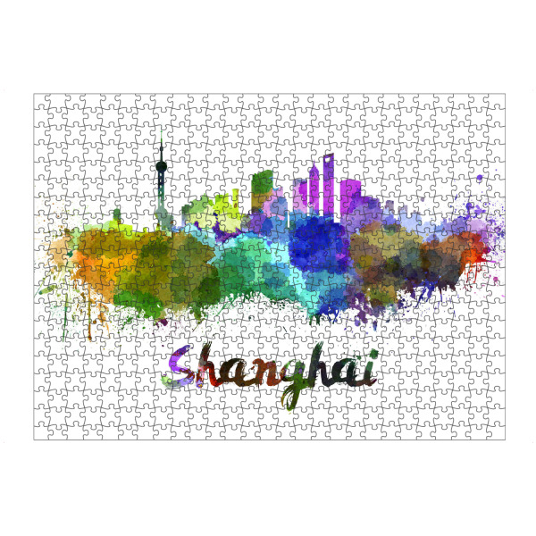 Puzzle Ravensburger "SHANGHAI skyline in watercolor-x" artboxONE - Städte,Abstrakt,Architektur - Skyline,City,Colorful,Bunt,Stadt - Bild skyline