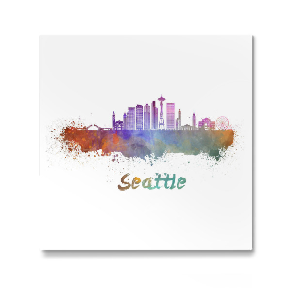 Galerie-Print "SEATTLE skyline in watercolor-x" 30x30 cm artboxONE
