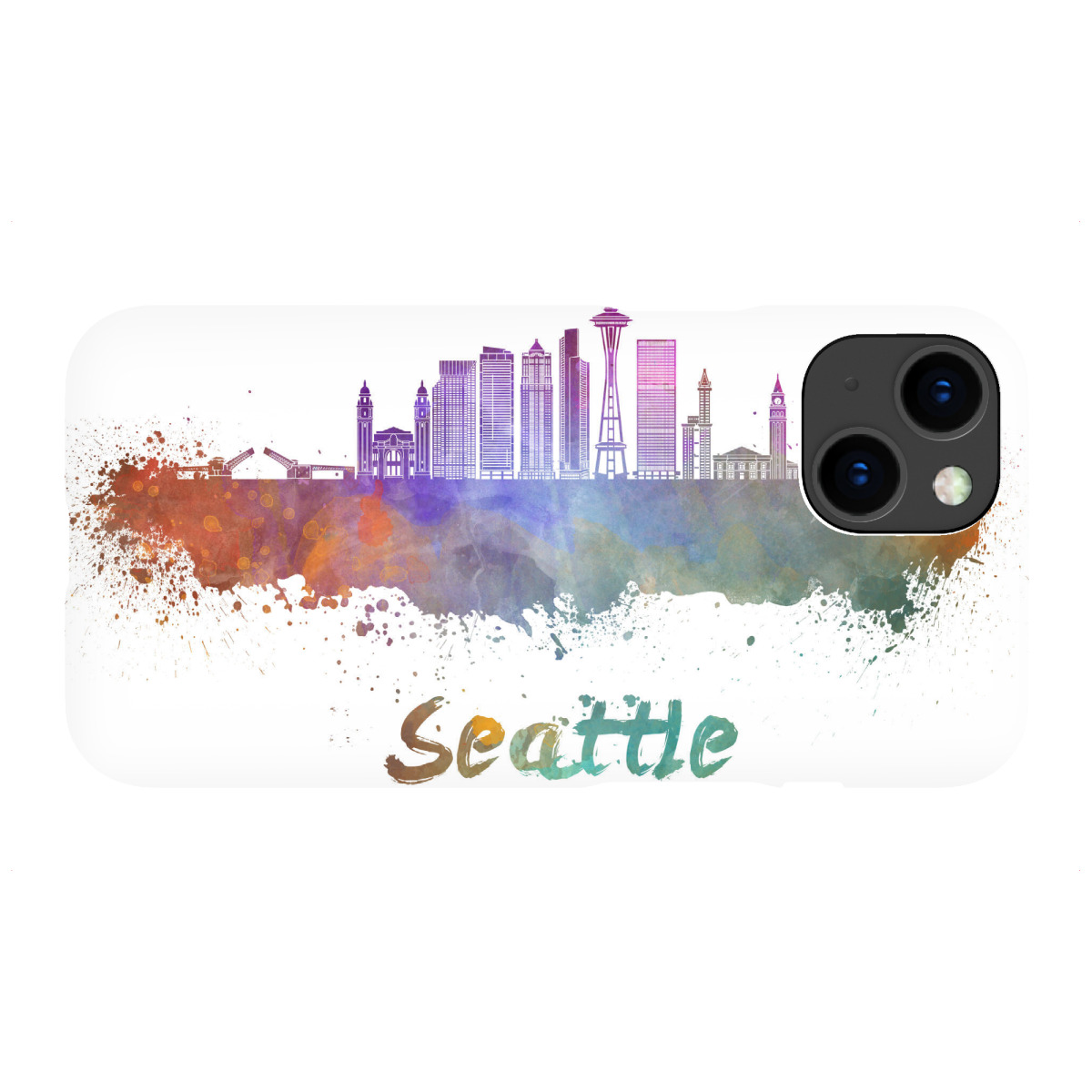 "SEATTLE skyline in watercolor-x"für iPhone - Premium-Case Handyhülle artboxONE