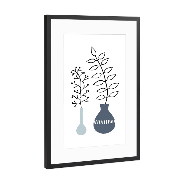Poster mit Rahmen Schwarz (Metallic) "Blossom Vase" artboxONE - Natur,Floral,Abstrakt,Geometrie