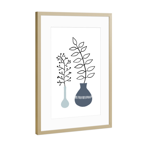 Poster mit Rahmen Gold "Blossom Vase" artboxONE - Natur,Floral,Abstrakt,Geometrie