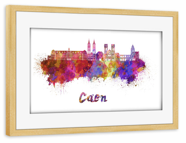Poster mit Rahmen kiefer "CAEN skyline in watercolor-b" artboxONE - Städte,Reise,Abstrakt,Architektur