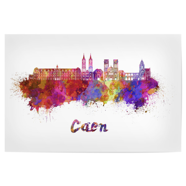 Poster "CAEN skyline in watercolor-b" artboxONE - Städte,Reise,Abstrakt,Architektur