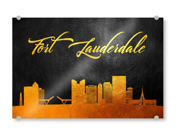 Acrylglasbild "Fort Lauderdale Florida Gold" artboxONE - Städte - Fort lauderdale,Florida,Gold,Skyline