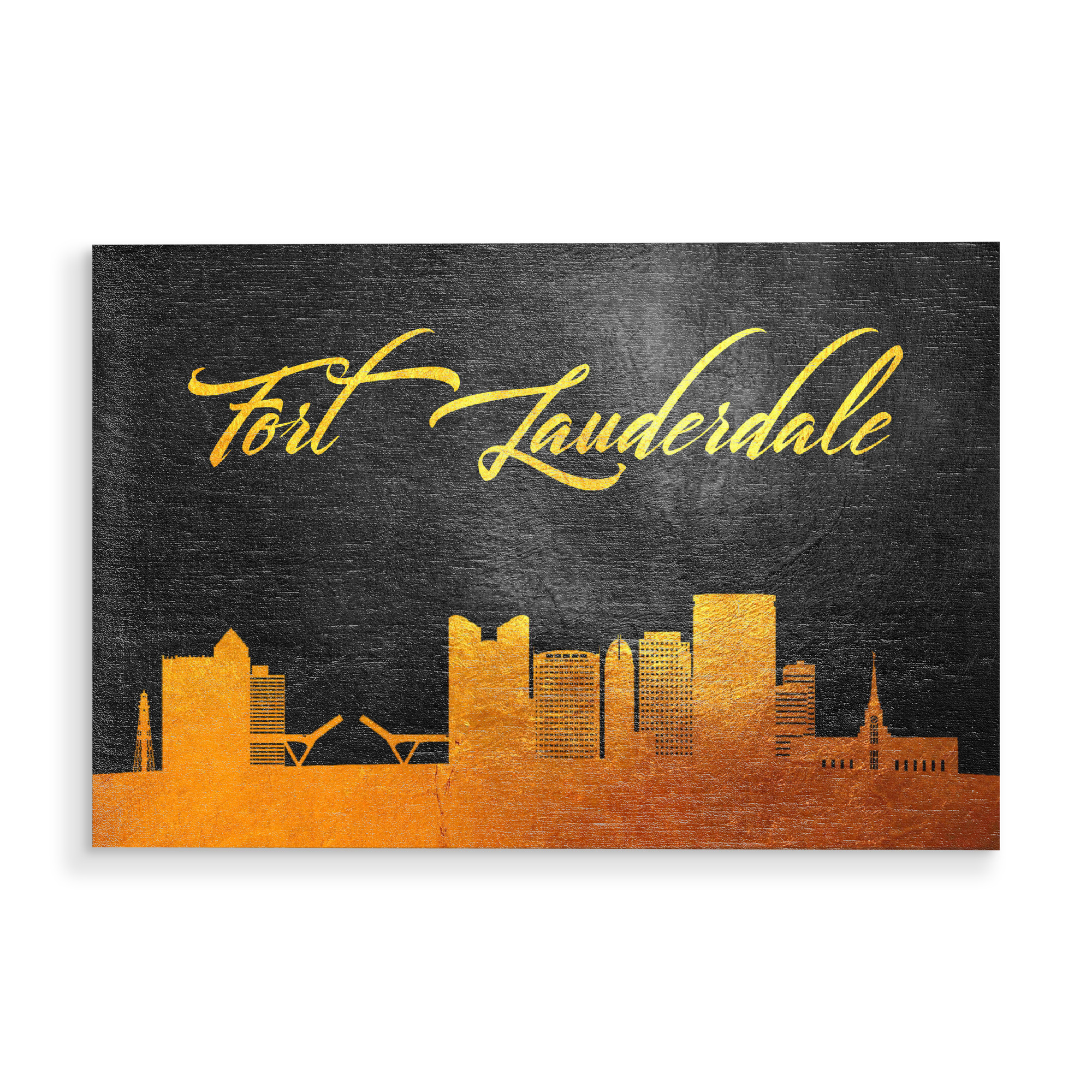 Holzbild "Fort Lauderdale Florida Gold" artboxONE - Städte - Fort lauderdale,Florida,Gold,Skyline
