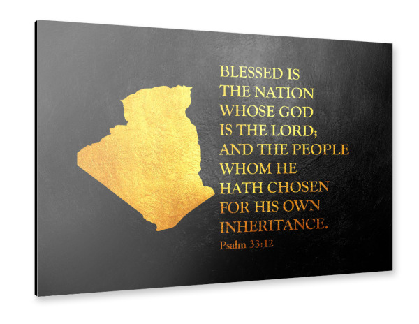 Alu-Dibond "Algeria Bible Verse Gold Map" 30x20 cm artboxONE