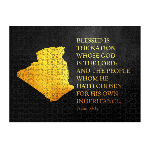 artboxONE Puzzle "Algeria Bible Verse Gold Map" artboxONE - Reise / Länder - Algeria,Gold,Map,Karte,Algerien - Bild algeria